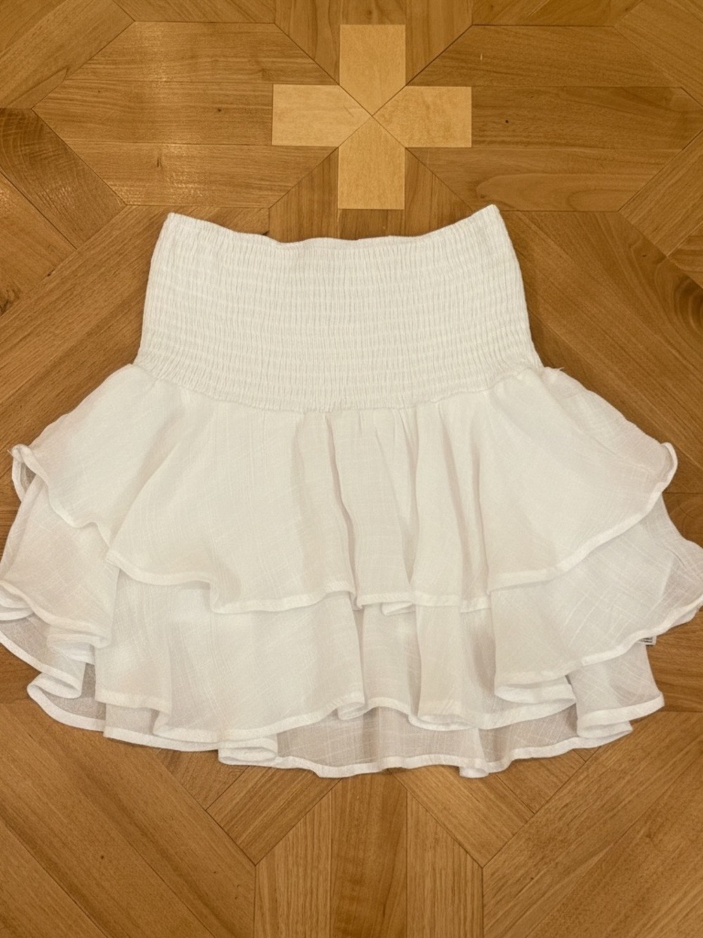 Adika White Tiered Ruffle Skater Skirt